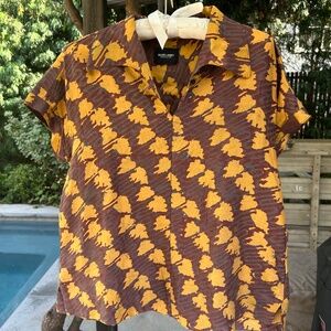 RACHEL COMEY NETO SILK BLOUSE in Prune/ Petal Burgundy/Size XS